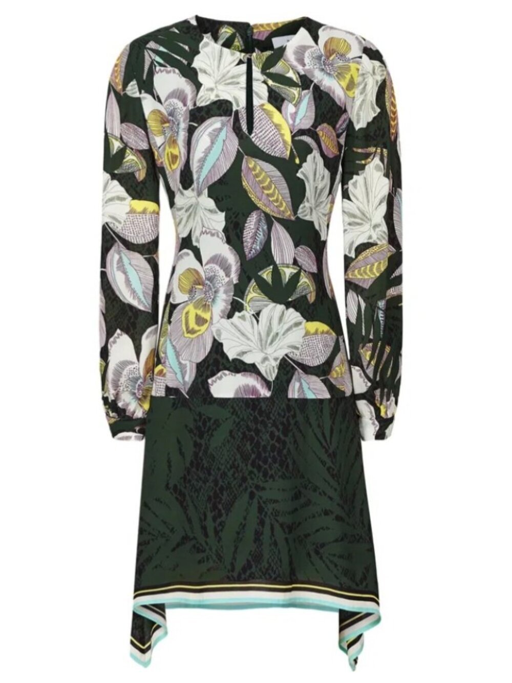 REISS Floran Floral Printed Dress long-sleeve Layered design Women’s US 12 NWT